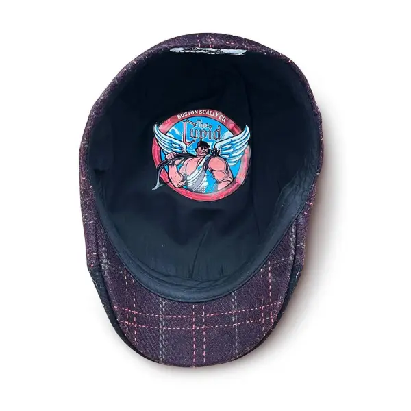 The Cupid Boston Scally Cap - Black & Valentine Plaid