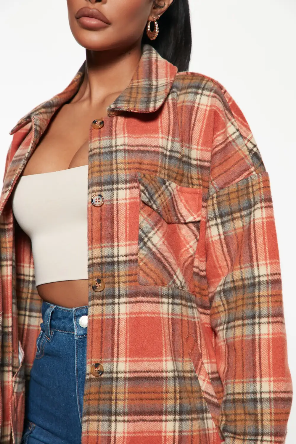 The Way It Is Plaid Shacket - Rust