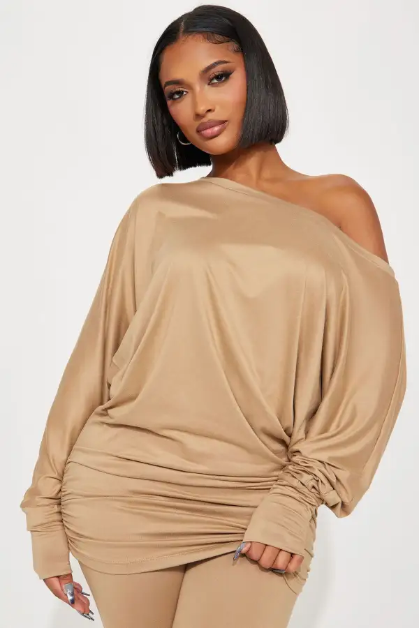 Camila Off Shoulder Legging Set - Taupe