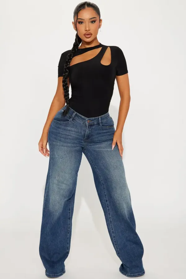 Keilani Short Sleeve Bodysuit - Black