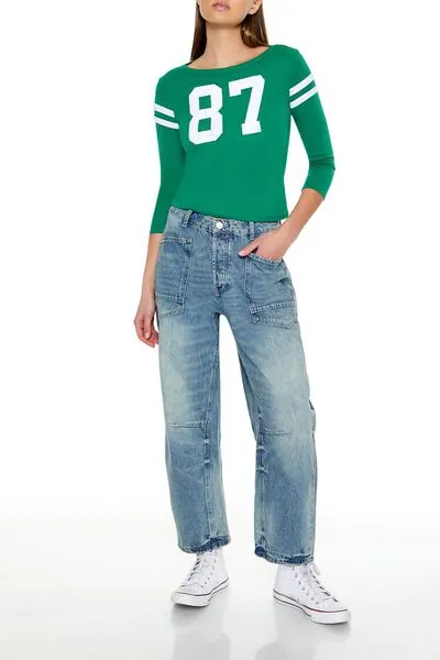 Striped 87 Graphic Cropped Tee
