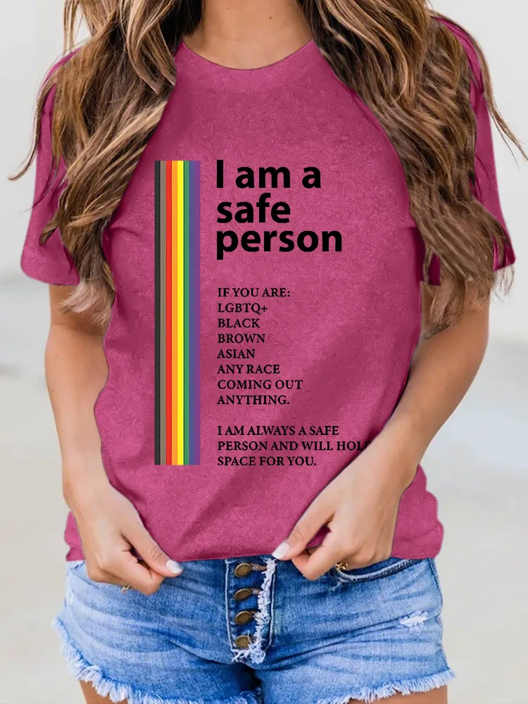 Women'S I Am A Safe Person Round-Neck Short-Sleeved T-Shirt