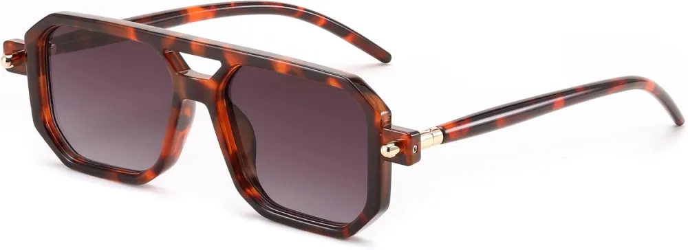FEISEDY Vintage Square 70s Flat Aviator Sunglasses Women Men Classic Retro Stylish Frame UV400 Sunglasses B2622