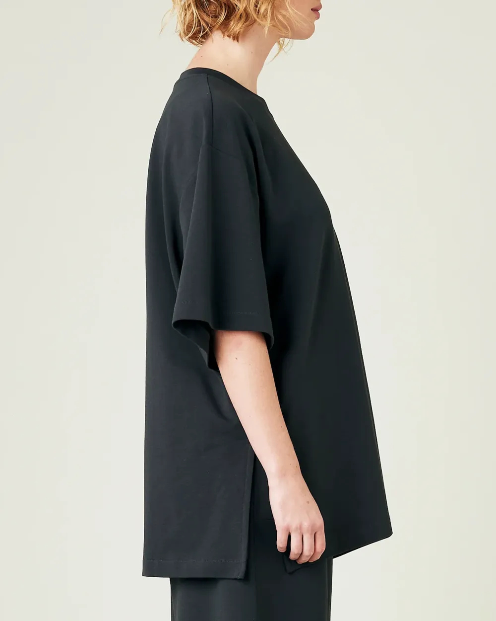 COTTON JERSEY SHORT DROP SLEEVE TOP