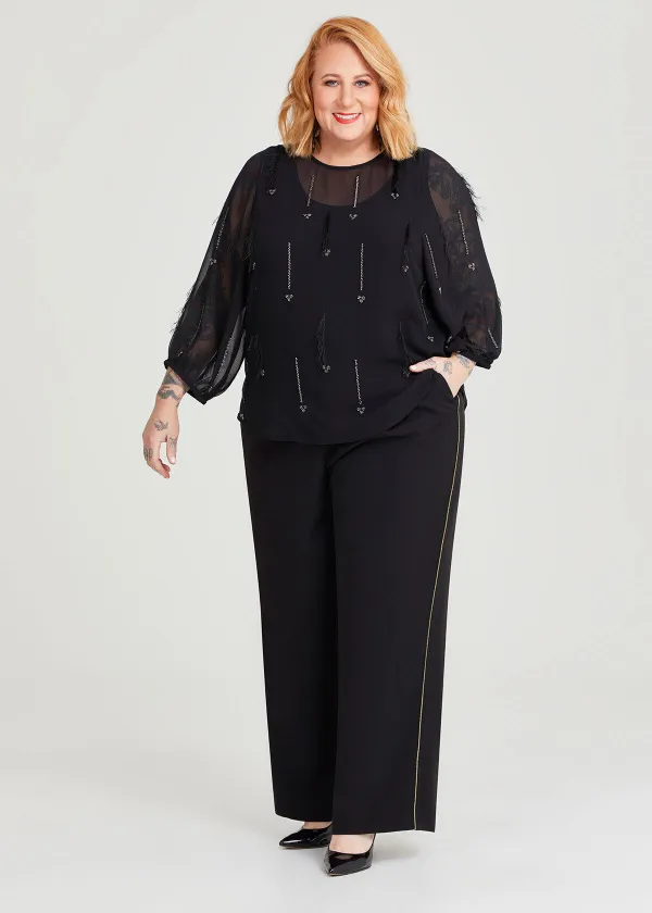 Embellished Sheer Blouse