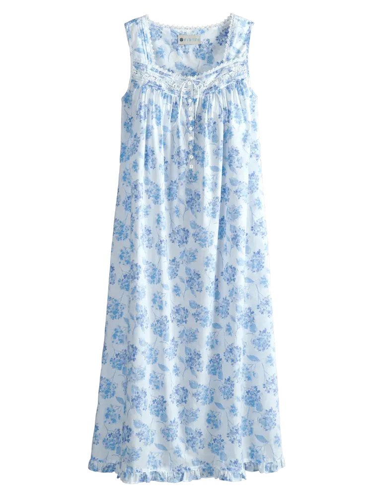 Ella Simone Blue Hydrangea Cotton Lawn Nightgown
