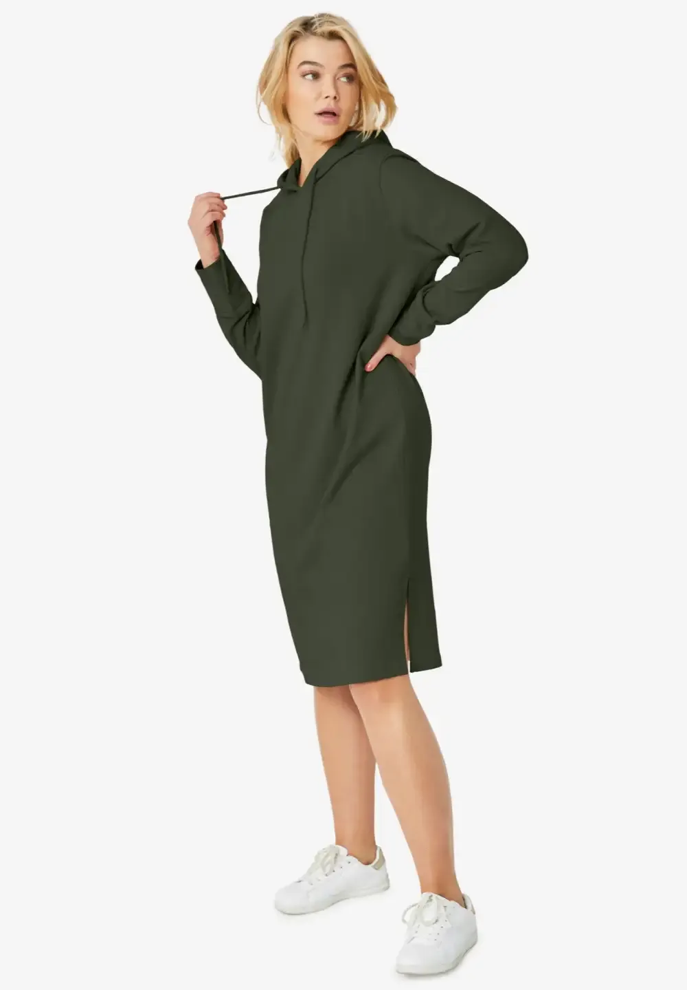 French Terry Hooded Sweatshirt Dress