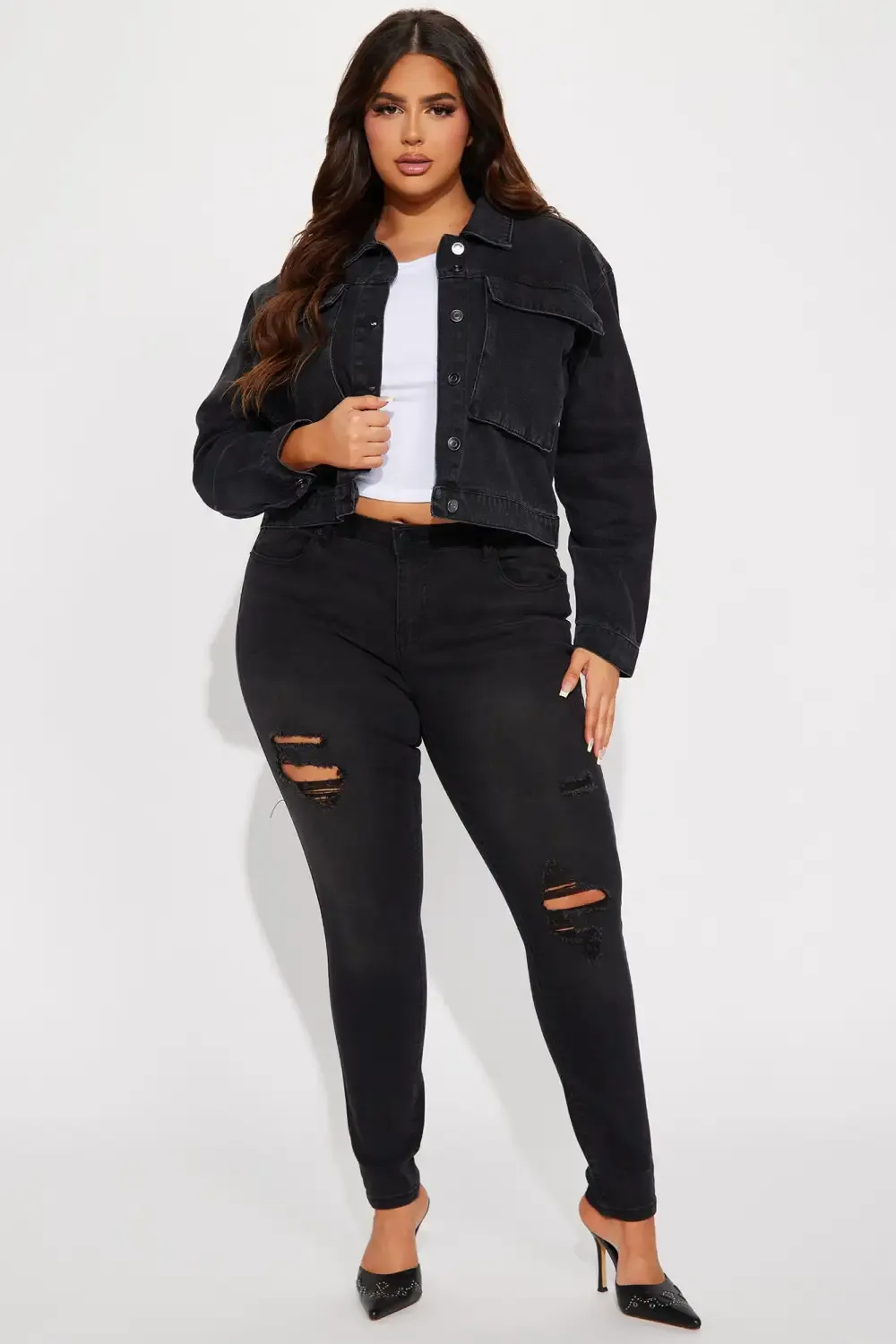 Do It Right Cargo Denim Jacket - Black Wash