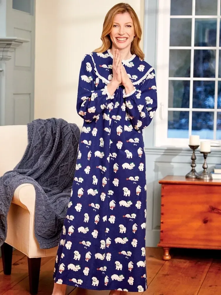 Lanz Puppy-Love Flannel Nightgown