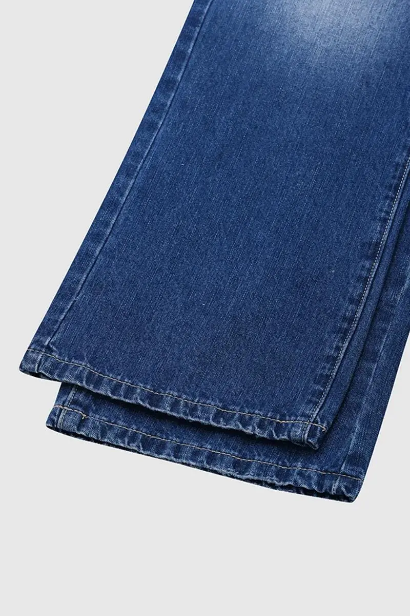 Wash High Stretch Low Waist Straight Leg Jeans