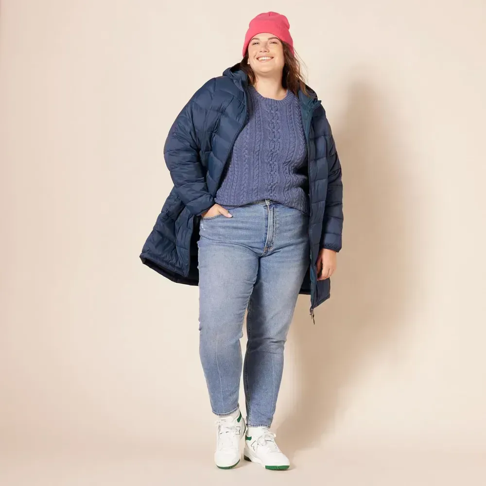 Women's Lightweight Water-Resistant Hooded Puffer Coat (Available in Plus Size)