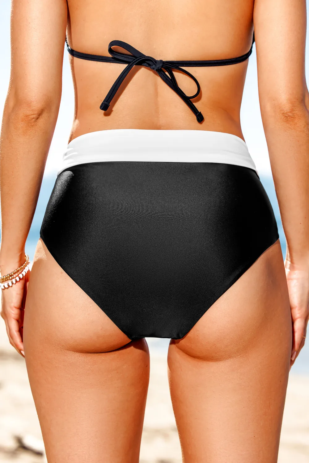 Monochrome Elegance Black & White Reversible Bikini Bottoms