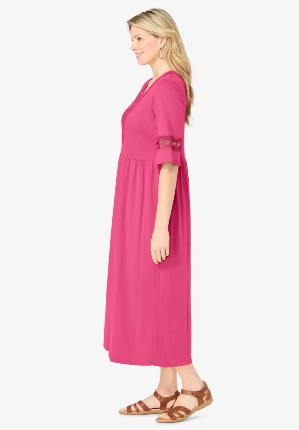 Crochet Trim Empire Knit Dress