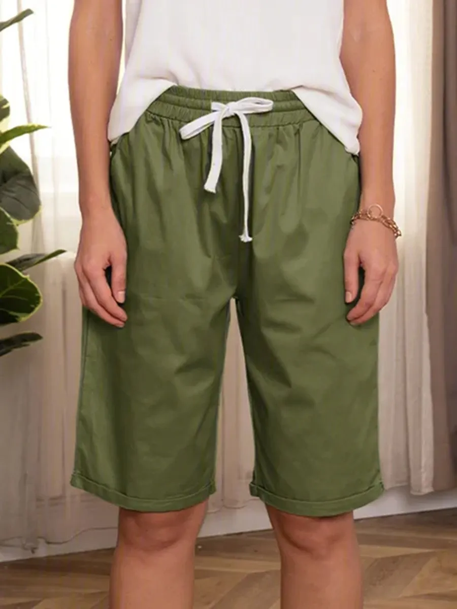 Summer Casual Solid Color Five-Part Pants For Women