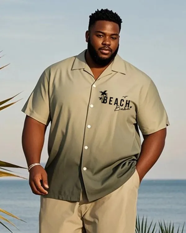 Big & Tall Men's Letter Print Shirt and Shorts Suit