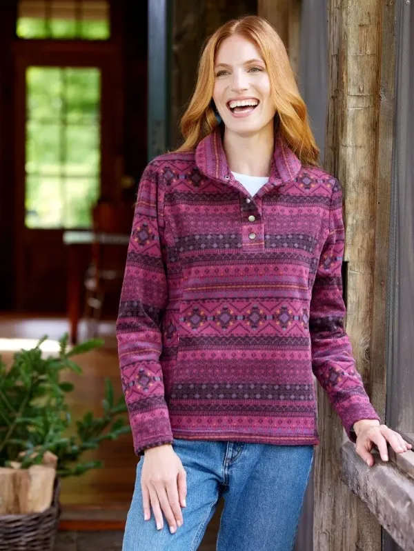 Women's Super-Soft Fleece Pullover With Shawl Collar