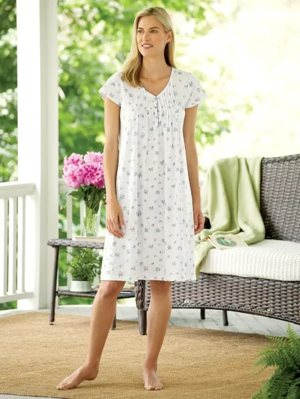 Sweet Violets Cotton Knit Nightgown