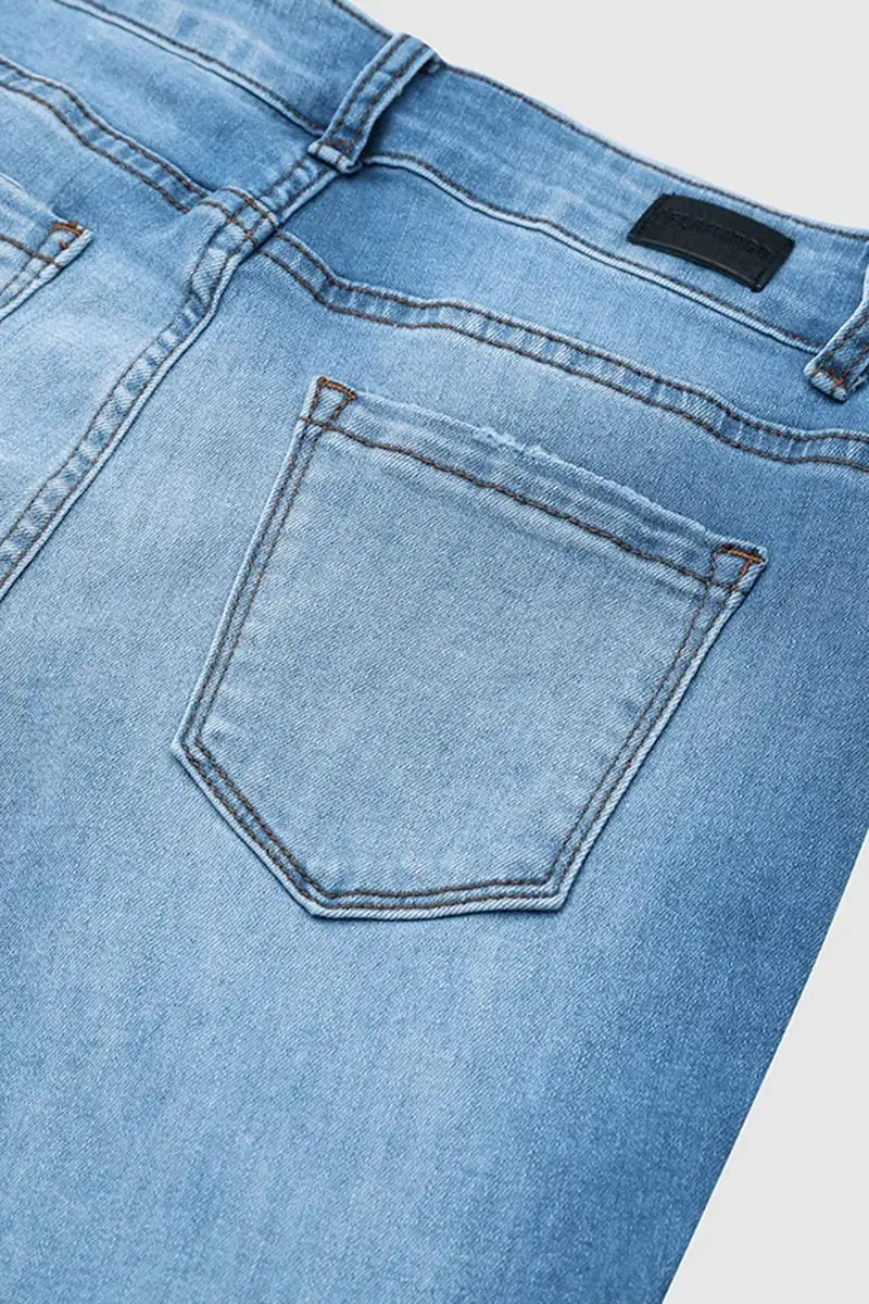 Wash Cut Out Button Fly Mid Waist Skinny Jeans