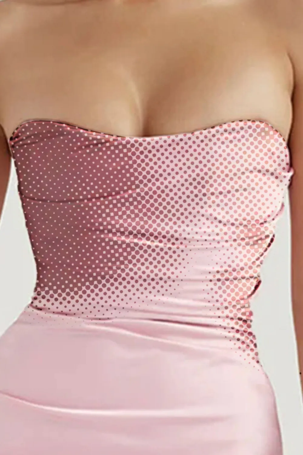 Silky Satin Pleated Trim Corset Strapless Party Mini Dress - Pink