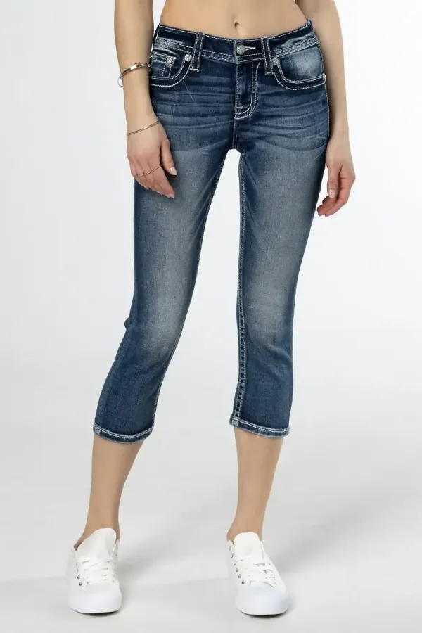 Geometric Sequin Stitch Capri