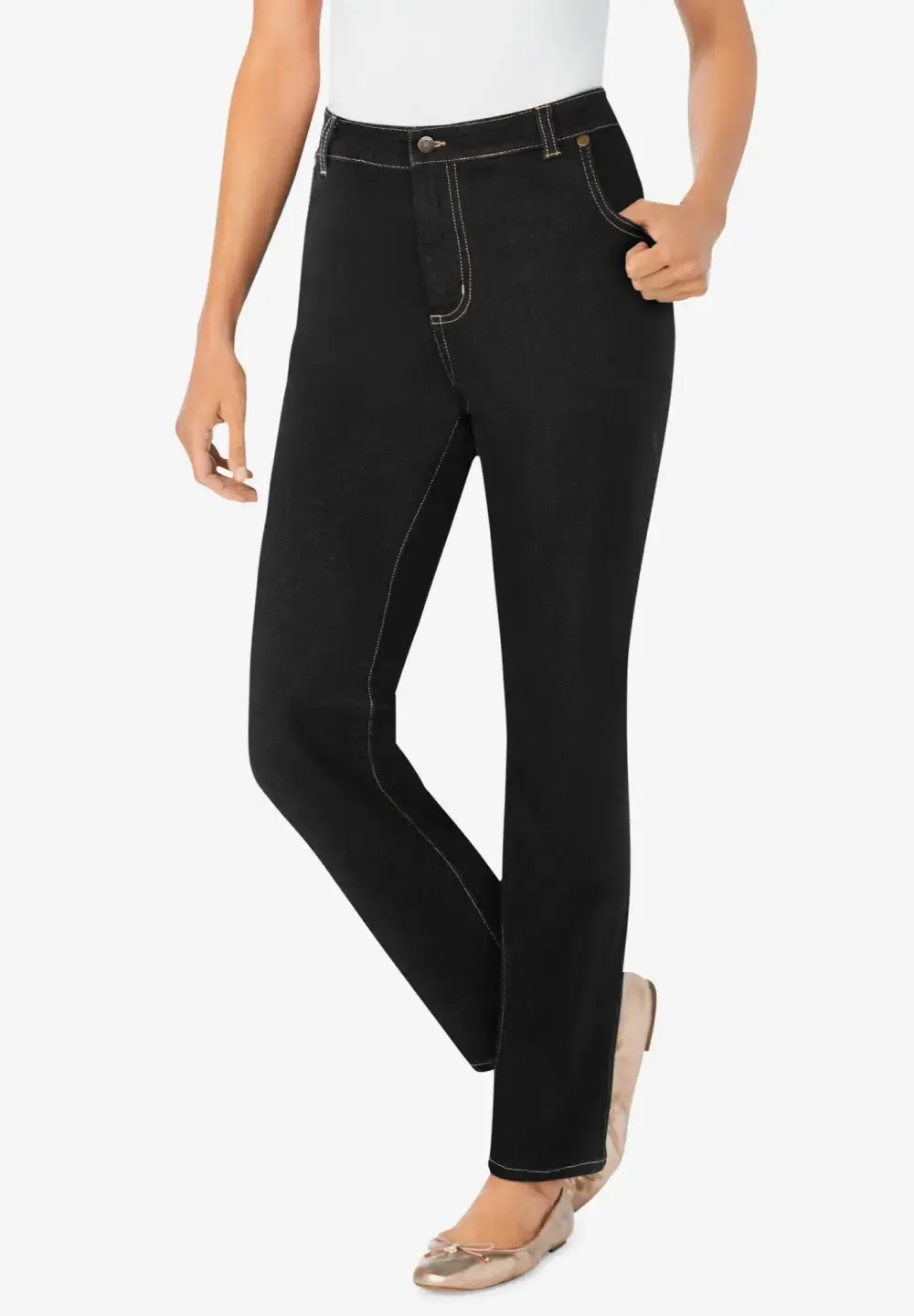 Straight-Leg Stretch Denim Jean