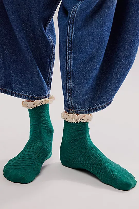 Waffle Knit Ankle Socks Orange
