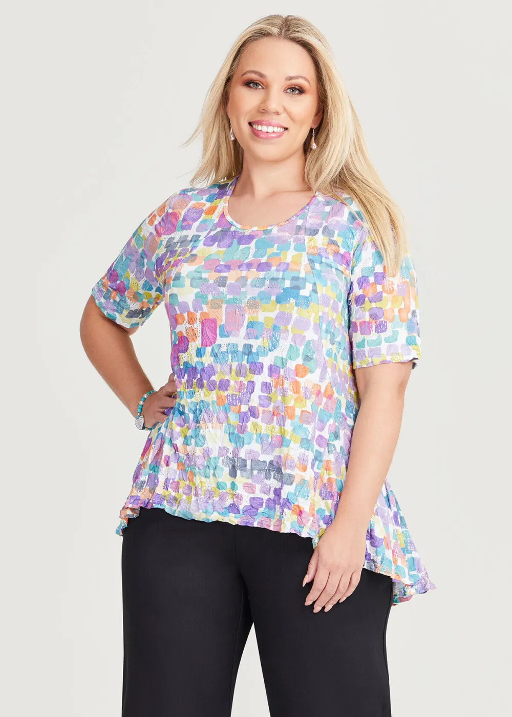 Peplum Bamboo Foil Crush Top