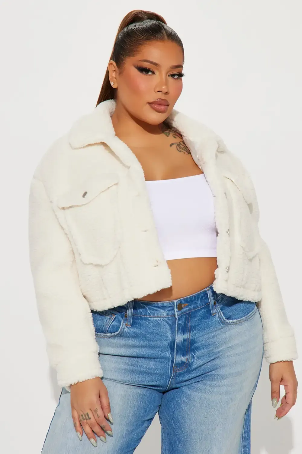 Pick Me Up Sherpa Jacket - Ivory