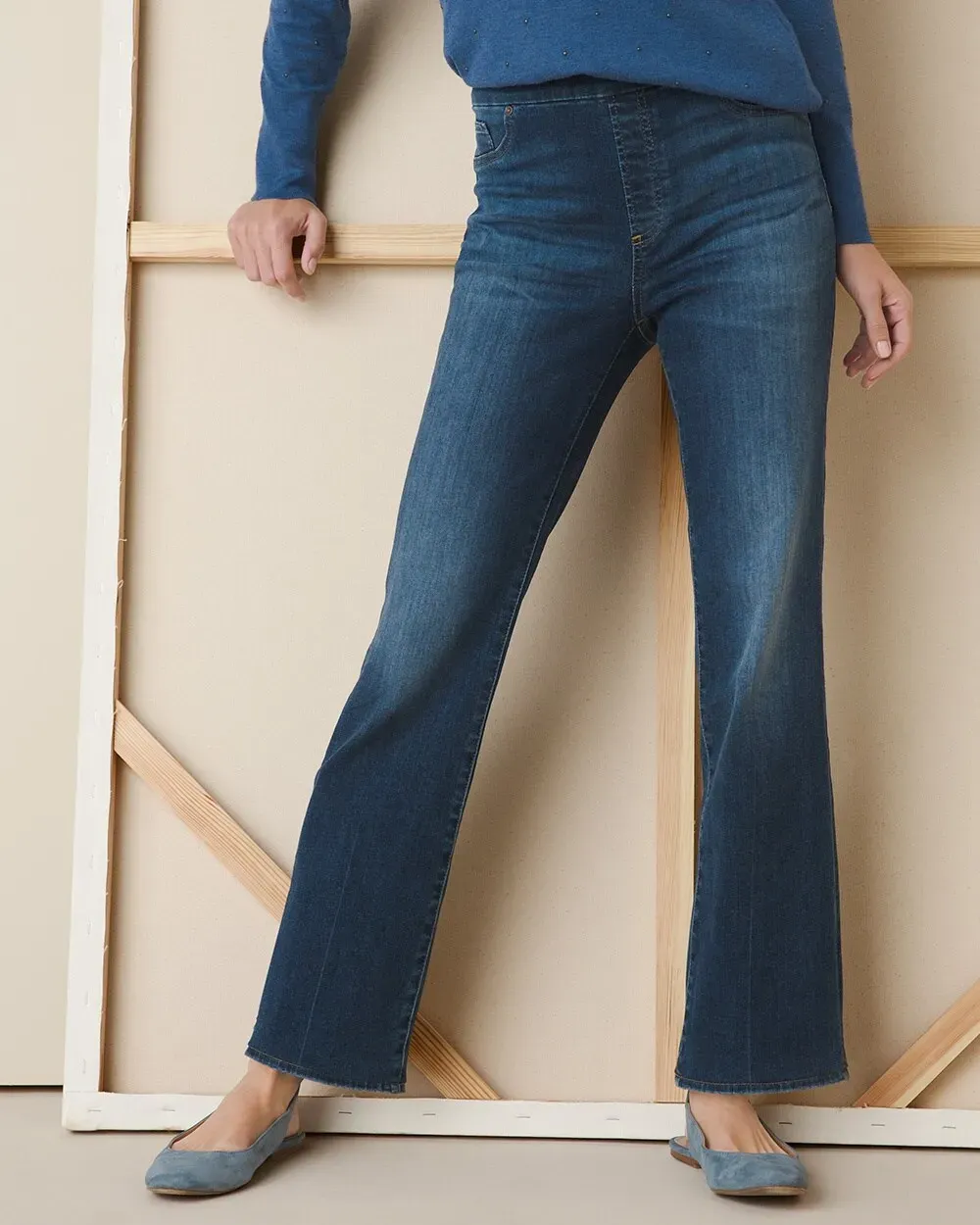 Denim Slim Pull-On Boot-Cut Jeggings