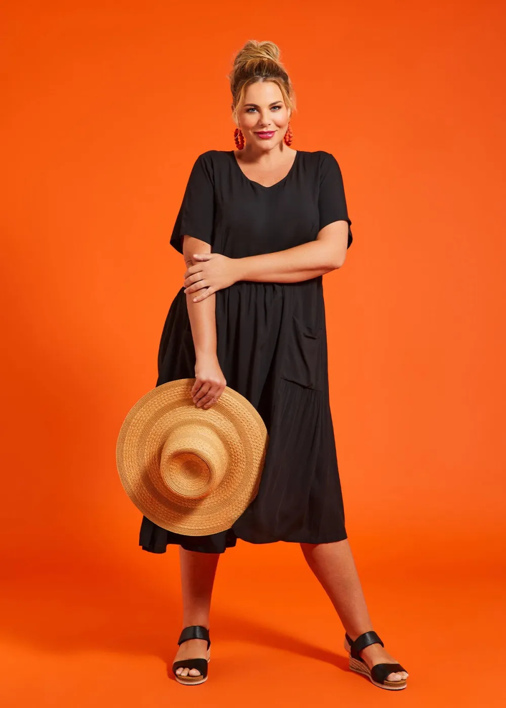 Natural Pocket Midi Dress