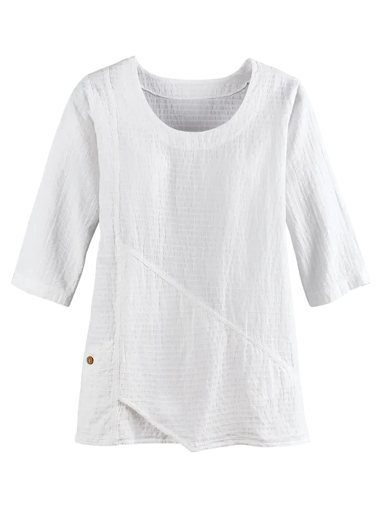 Crinkle Cotton 3/4 Sleeve Tunic Top
