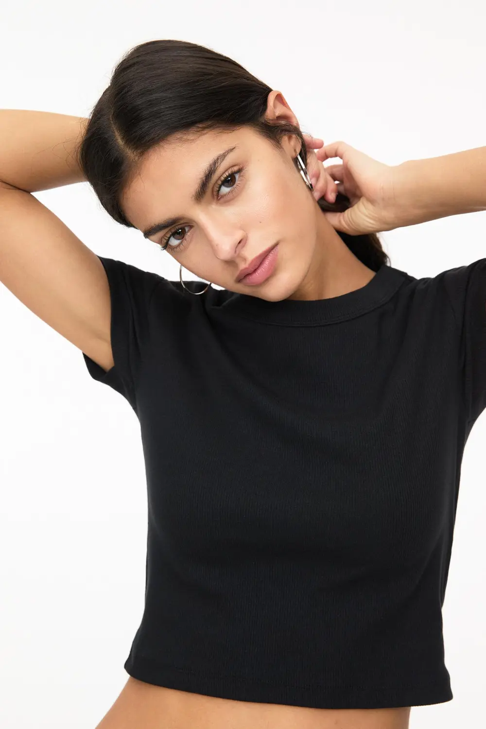 Camiseta cropped canalé