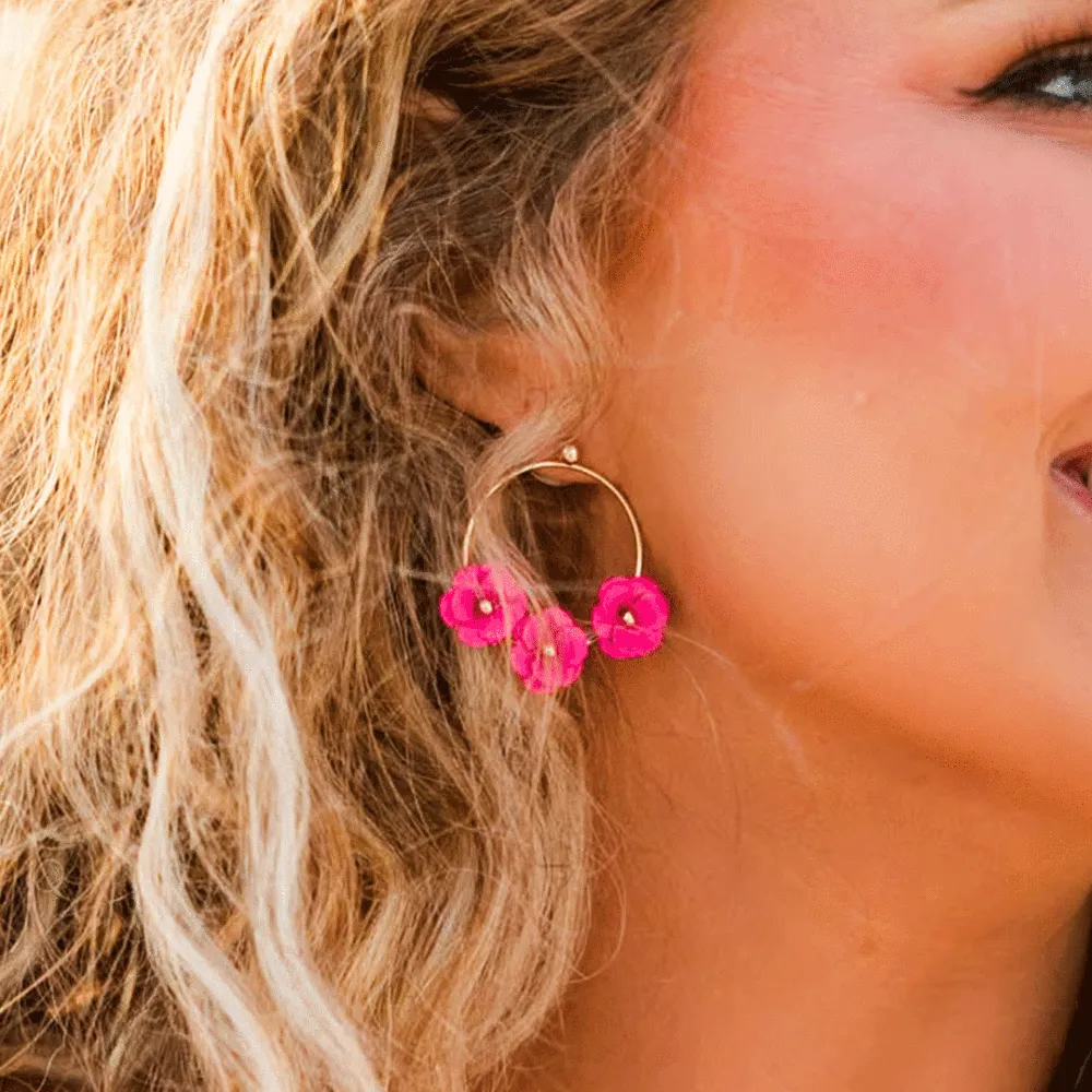 Precious Petals Earrings, Fuchsia