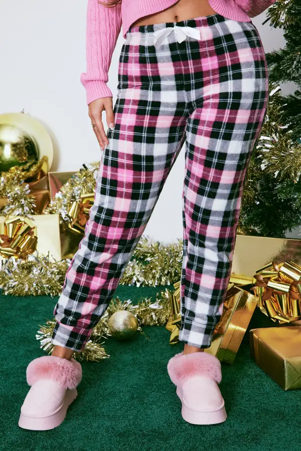 Winter's Favorite Plush PJ Joggers - Hot Pink/combo