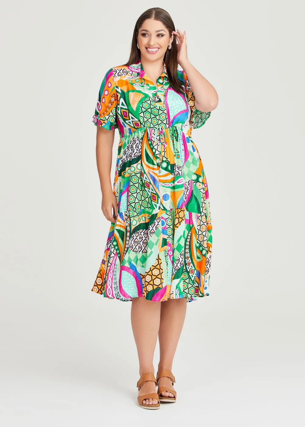 Retro Natural Tier Dress