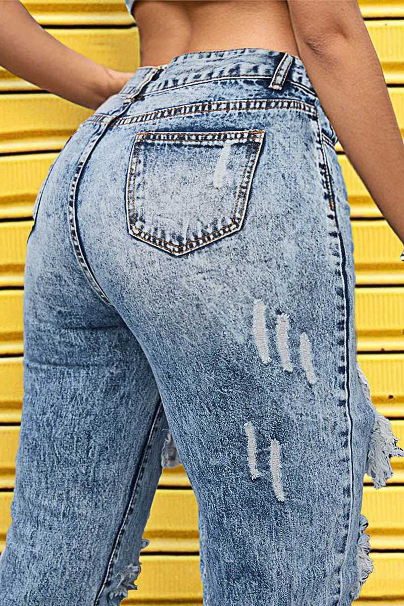 90s Vintage Cut Out High Waist Straight Leg Baggy Jeans