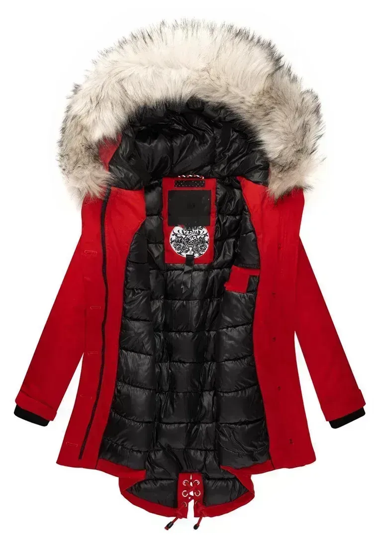 Warm winter ladies parka coat green