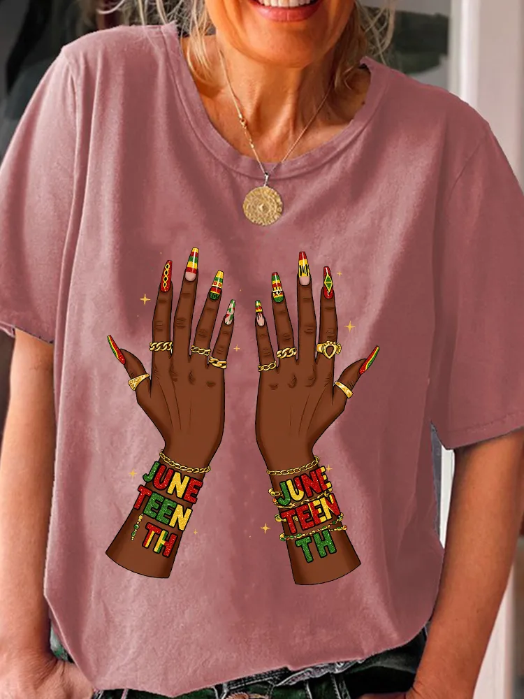 Women'S Juenteenth Round-Neck Short-Sleeved T-Shirt