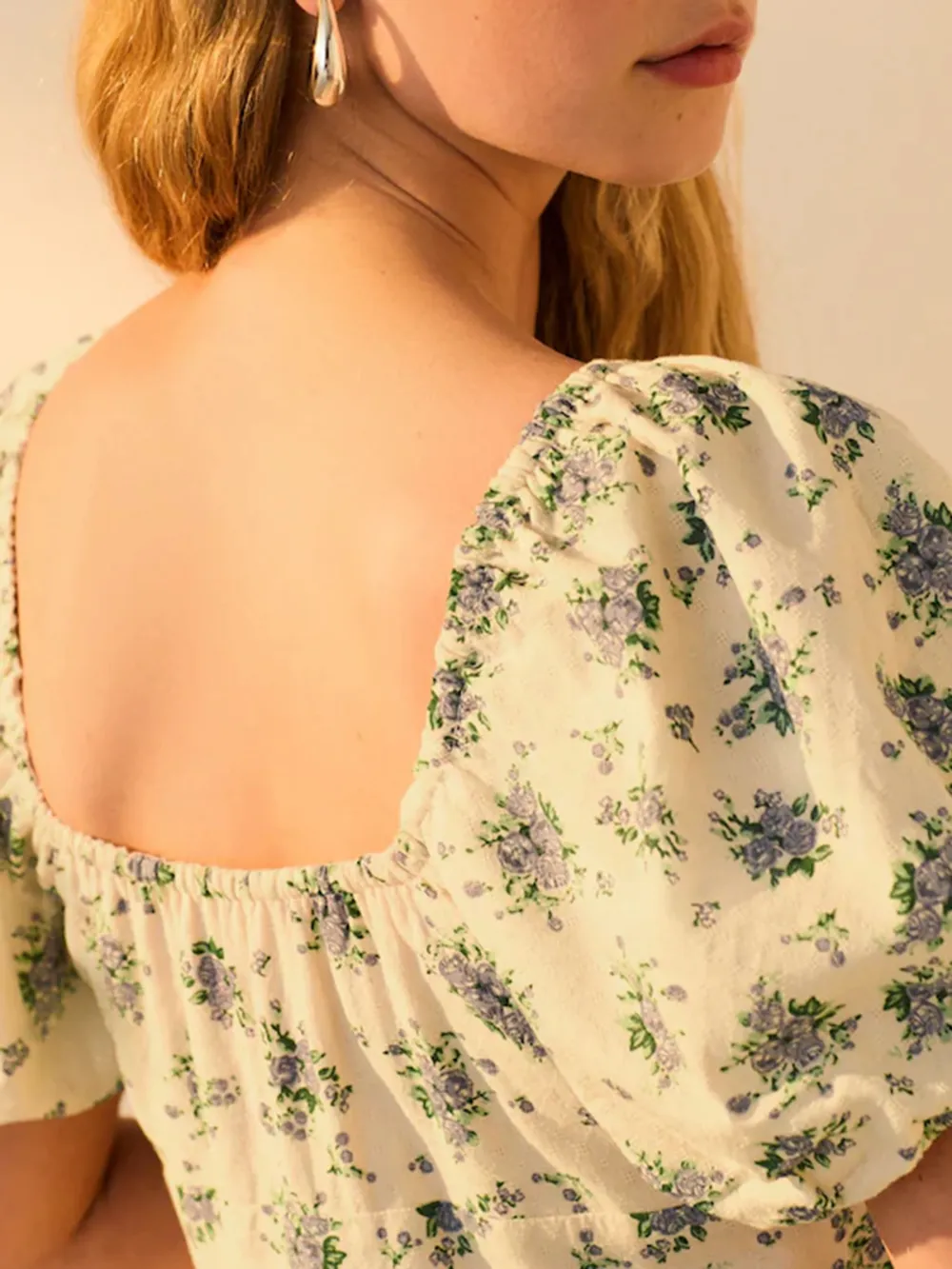 Fresh Bubble Sleeve Pure Cotton Dress