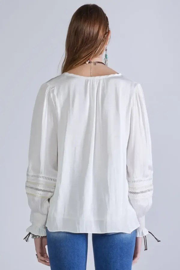 Tie Front Satin Blouse