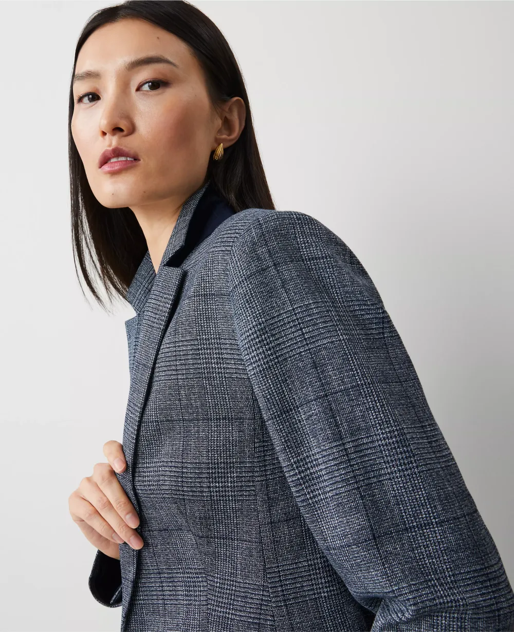 The Notched One-Button Blazer in Plaid