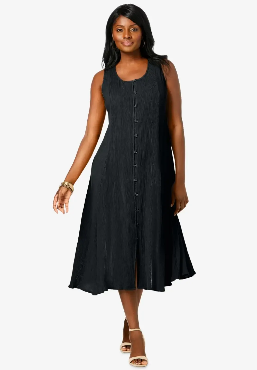 Button-Down Gauze Midi