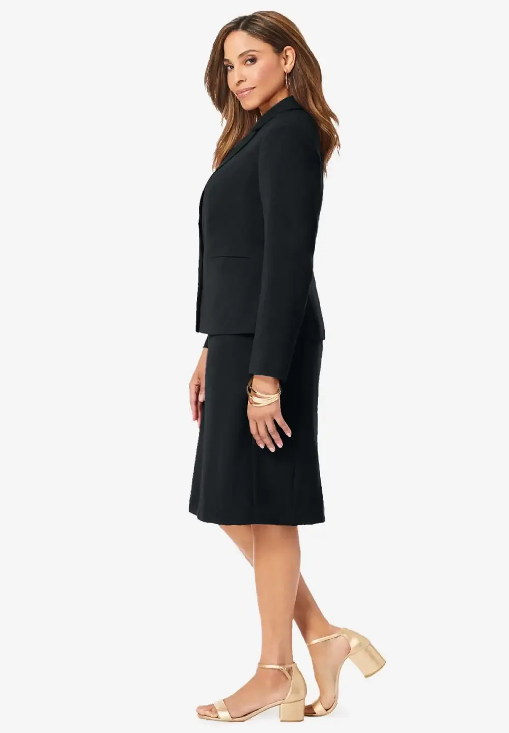 2-Piece Stretch Crepe Single-Breasted Jacket Dress