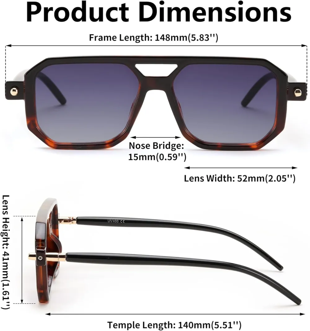 FEISEDY Vintage Square 70s Flat Aviator Sunglasses Women Men Classic Retro Stylish Frame UV400 Sunglasses B2622