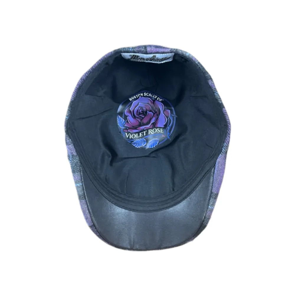 The Violet Rose Plaid Peaky Boston Scally Cap - Purple Plaid