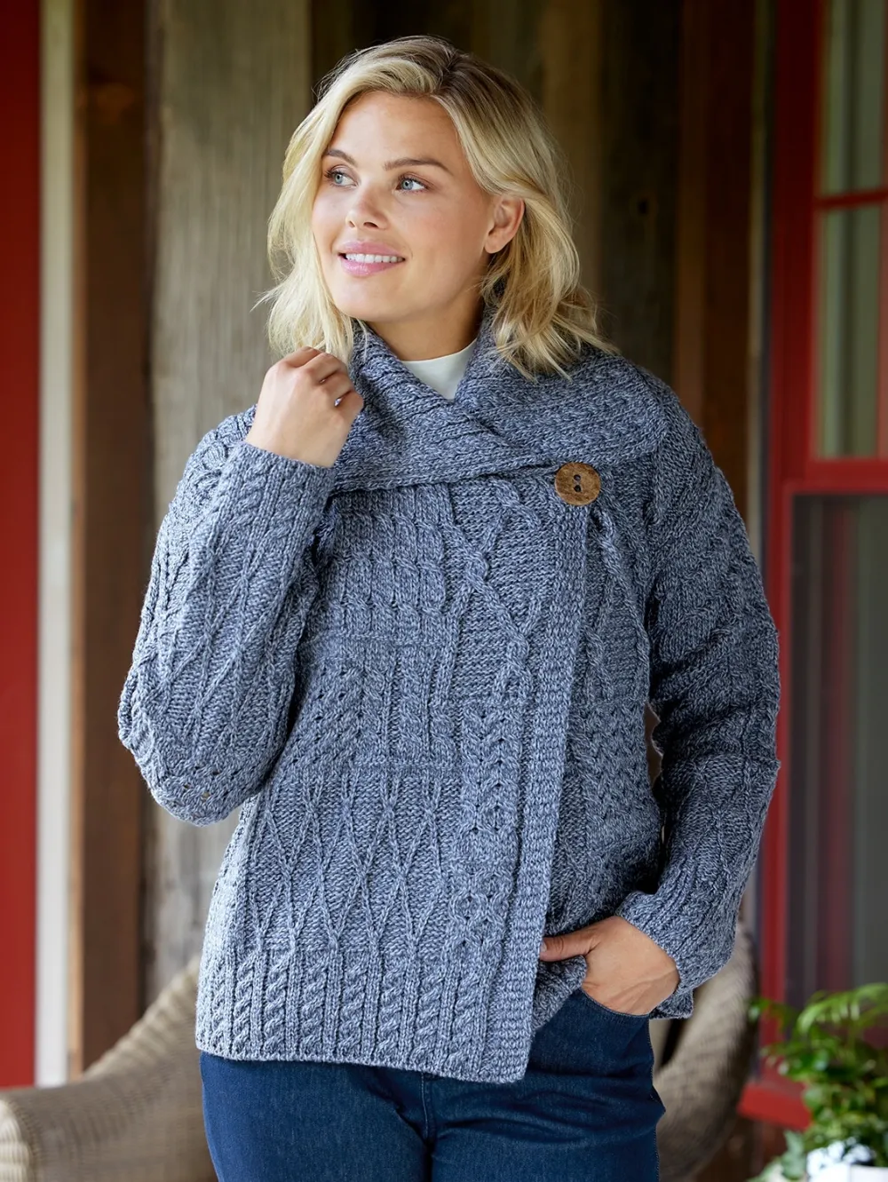 Women's Irish Wool Asymmetrical Cardigan