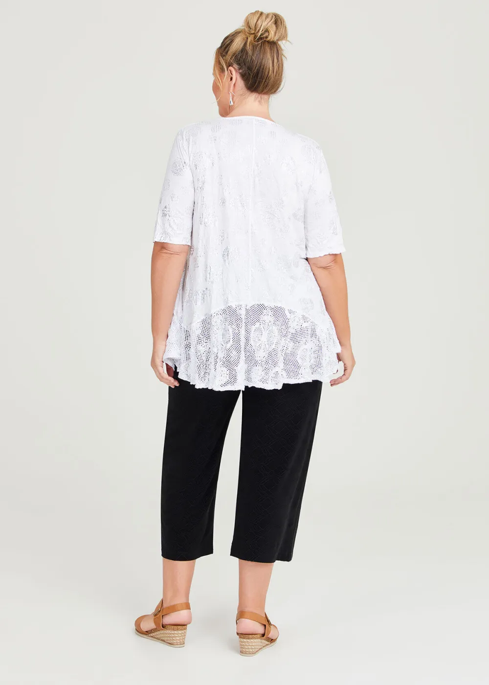Mesh Overlay Foil Bamboo Top