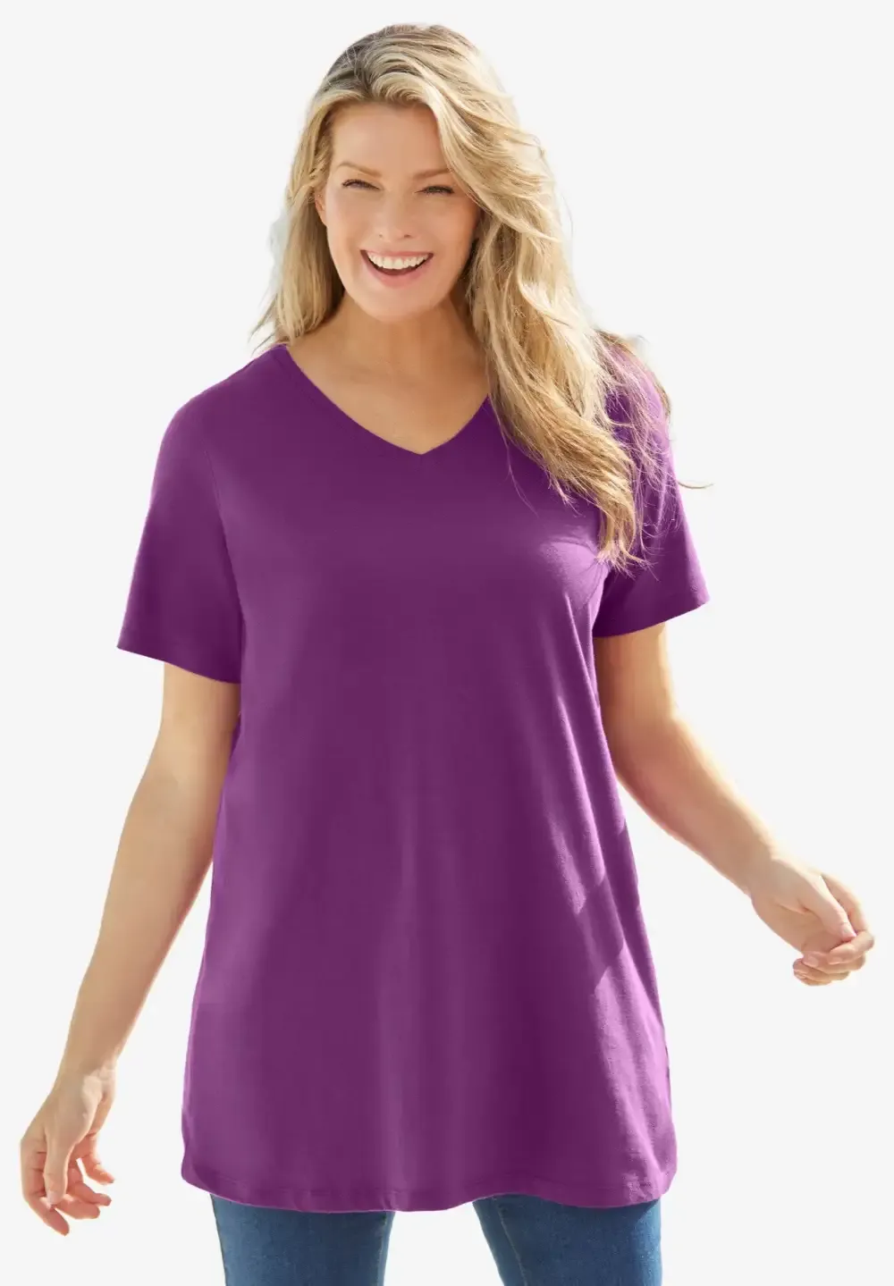 Perfect Short-Sleeve V-Neck Tunic