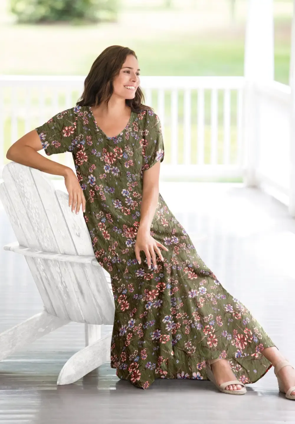 Short-Sleeve Crinkle Dress