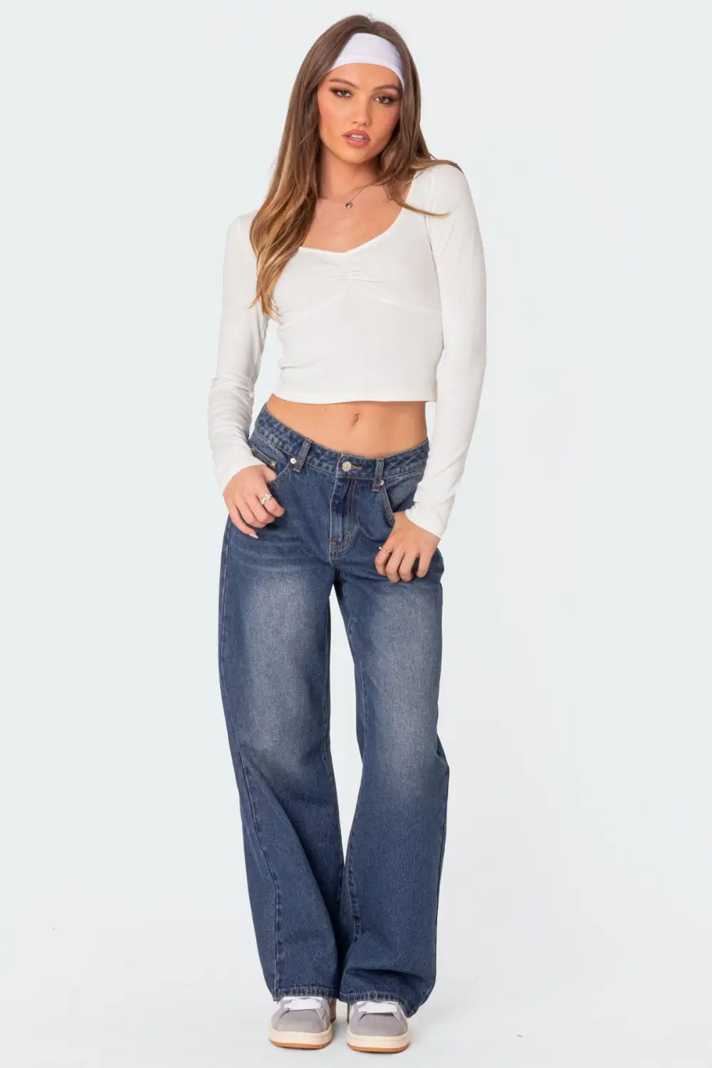 Nat Ruched V Neck Top